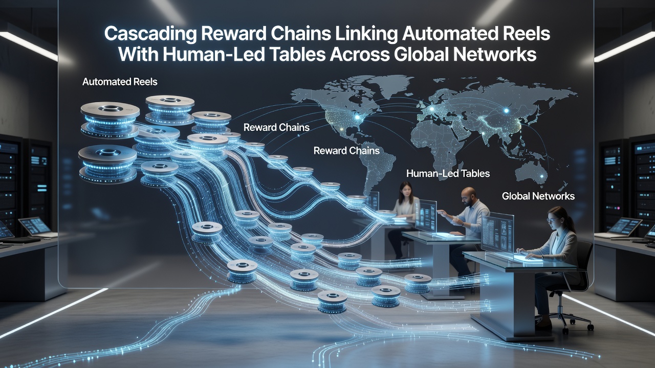 Detailed view of reward chain pathways connecting digital slot interfaces with physical live dealer tables across international server networks