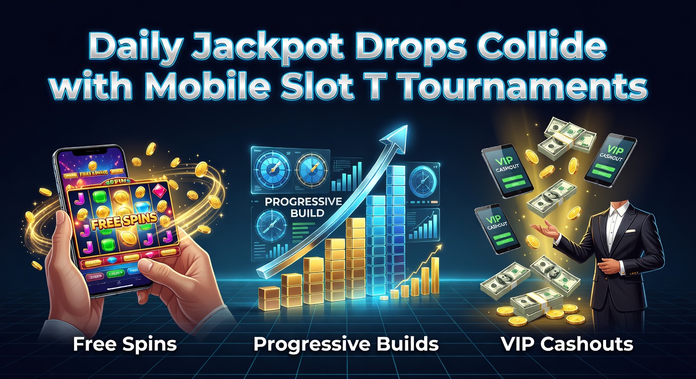 Vibrant mobile slot tournament screen showing jackpot drop notifications and leaderboard rankings amid colorful spinning reels