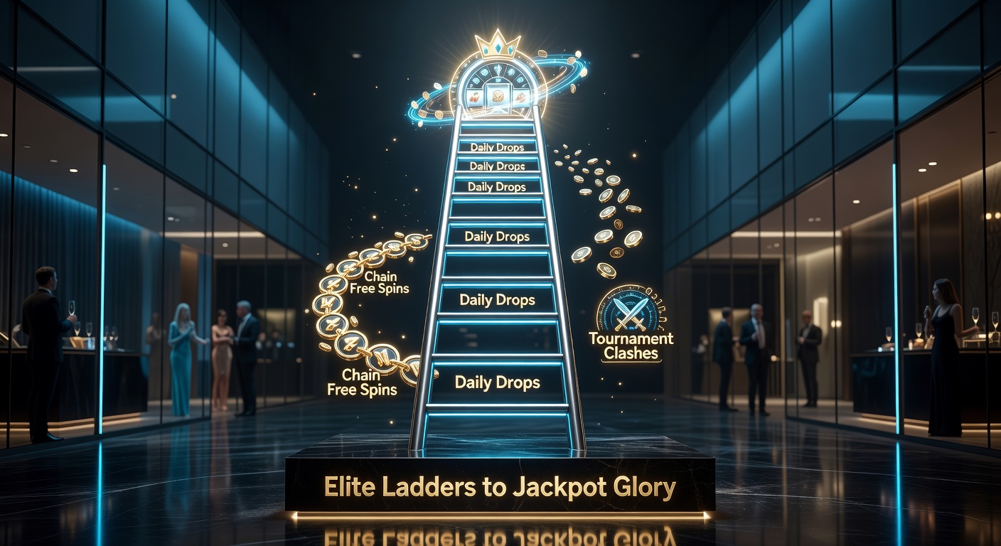 Dynamic screenshot of a VIP tournament leaderboard with daily drop notifications popping amid progressive jackpot meters ticking upward, surrounded by free spin icons