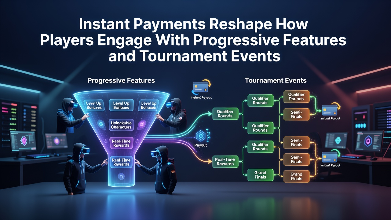 Players engaging with instant payment features on mobile devices during progressive jackpot sessions and tournament events