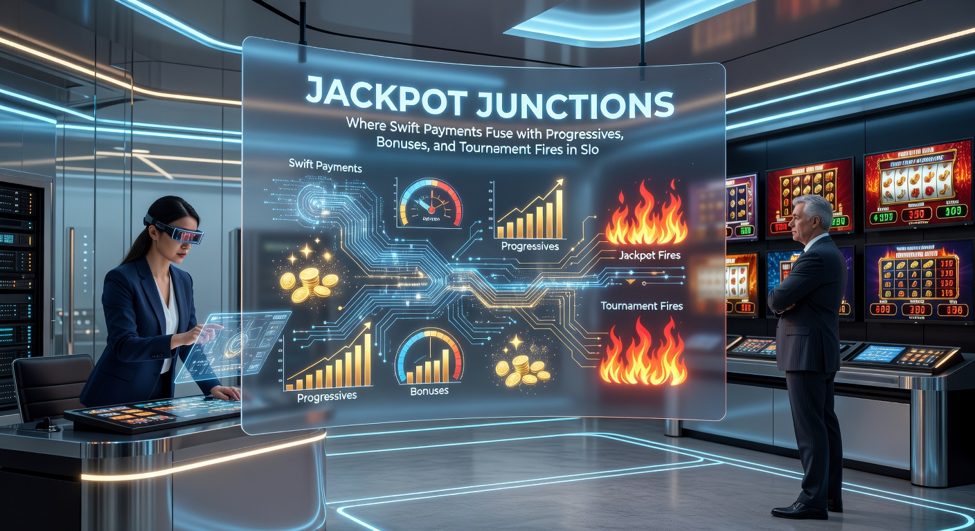 Thrilling tournament leaderboard on a slot screen with rising progressive bars, bonus explosions, and swift payment icons flashing in neon