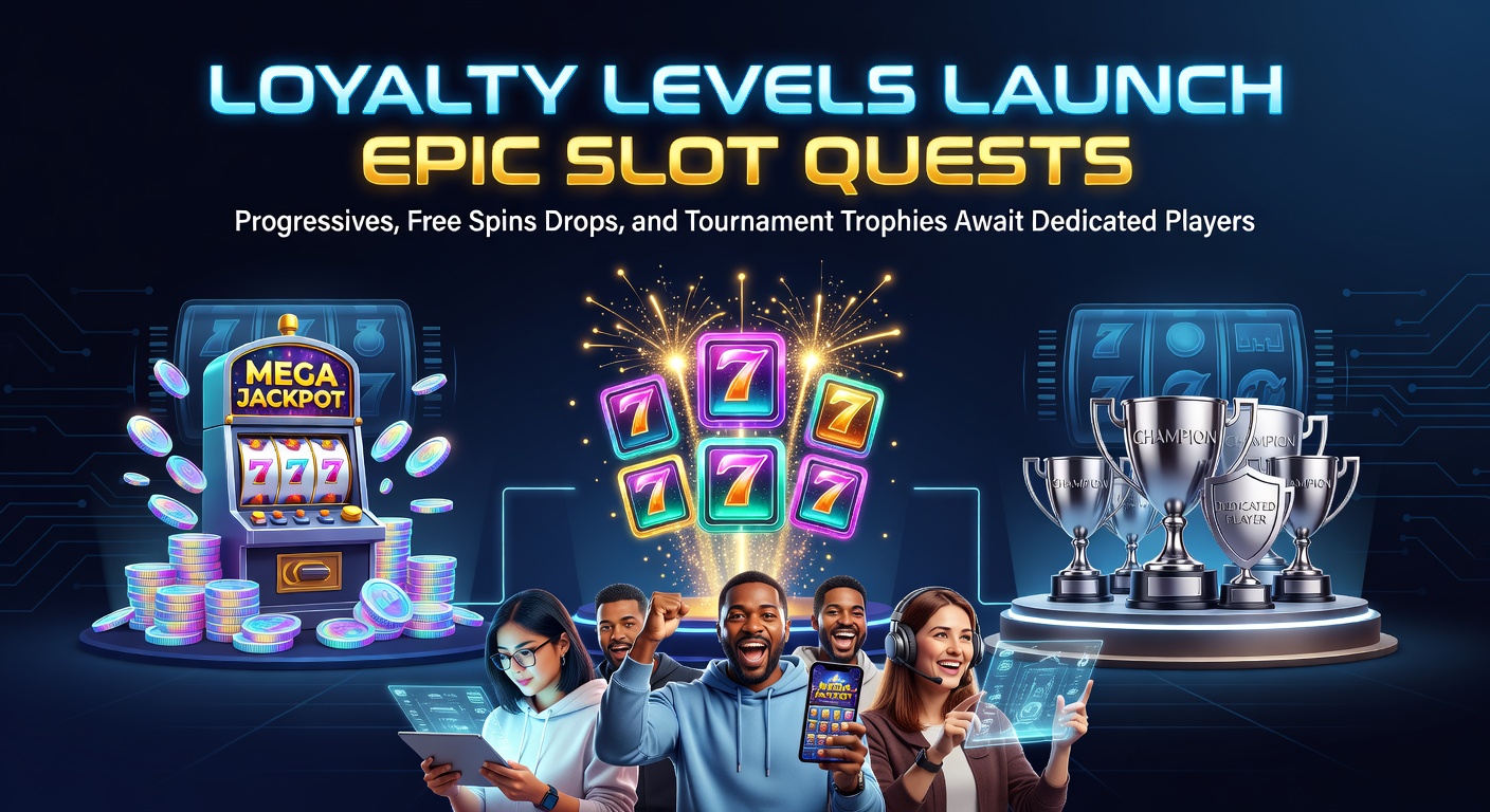 Vibrant loyalty tier dashboard displaying epic slot quests, progressive jackpots climbing, and tournament leaderboards for dedicated players