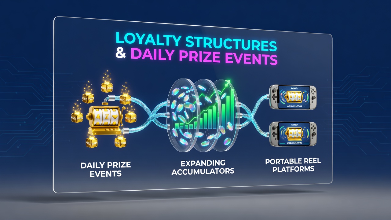 Loyalty dashboard on a mobile device showing tier progression and accumulator contributions from daily prize events