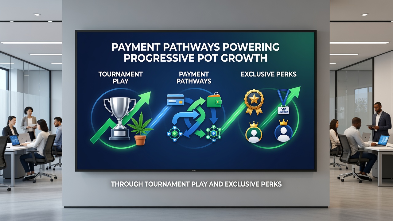 Chart illustrating how instant payouts and loyalty rewards connect to ongoing progressive pot increases during slot tournament cycles