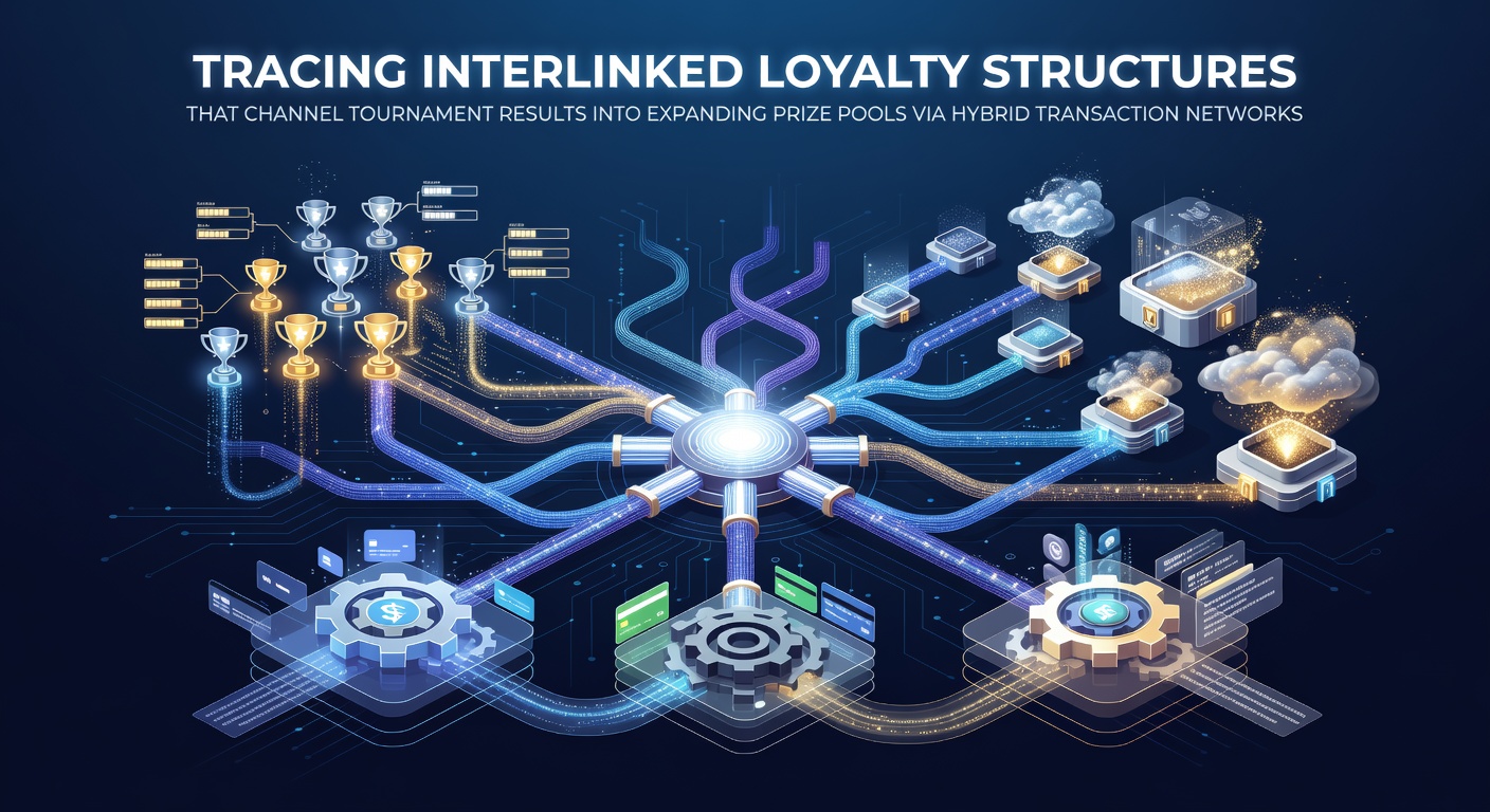 Diagram showing interconnected loyalty structures feeding tournament results into expanding prize pools